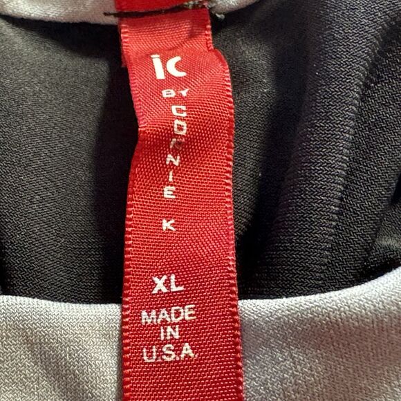 IC by Connie K Women's Tunic Top Size XL Black Gray Tie Cowl Neck Long Sleeve - Picture 5 of 7